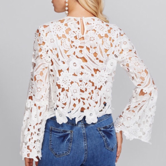 hollow flower lace top - Picture 3 of 7